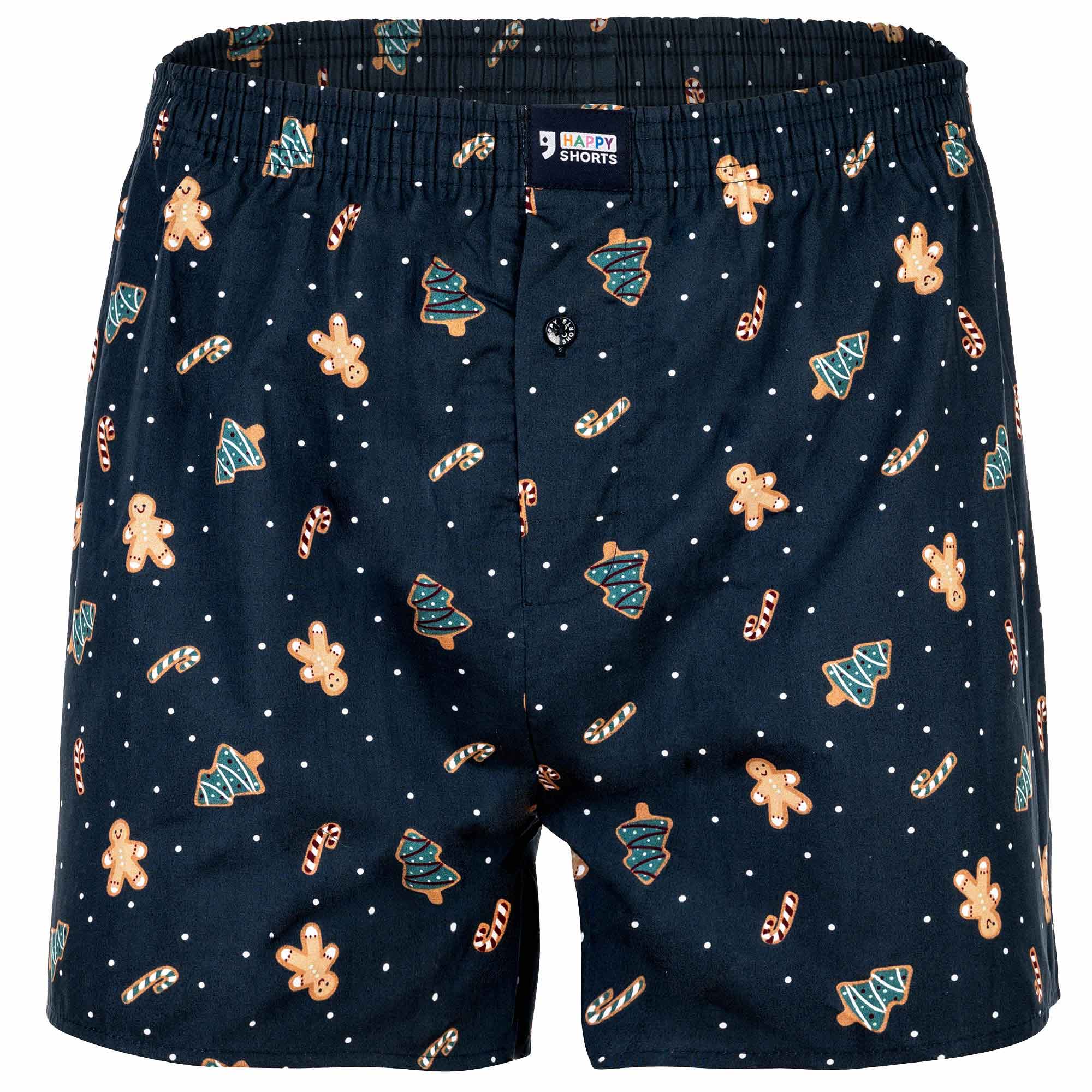 Happy Shorts Men's woven boxer shorts – X-MAS, American style, cotton, Christmas print