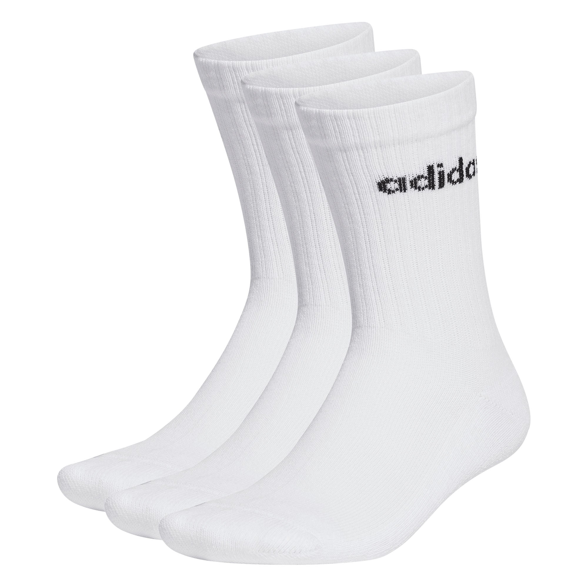 adidas Unisex Socken, 3er Pack - Linear Crew Cushioned, Logo, gepolstert, einfarbig