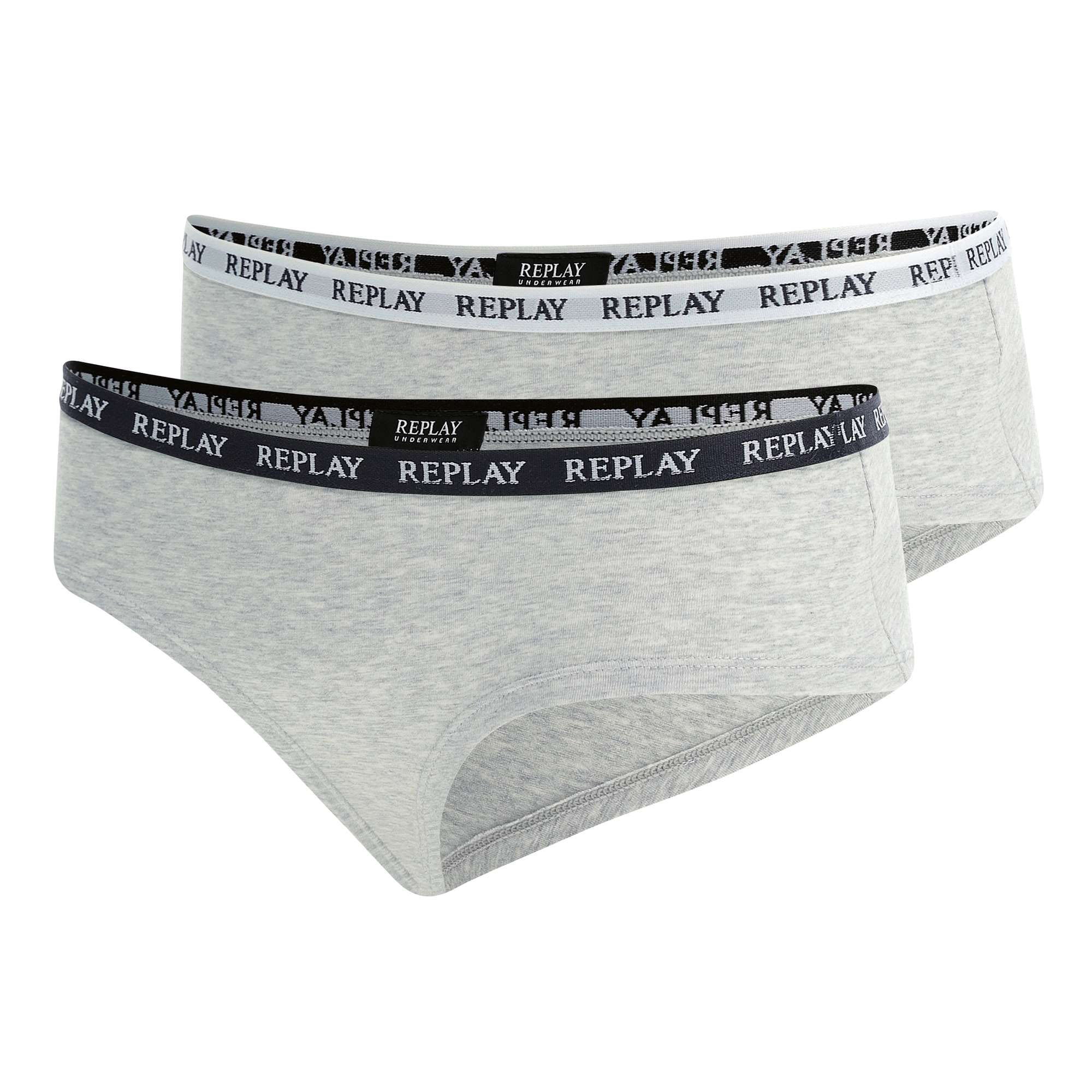 REPLAY Damen Panties, 2er Pack - Slip, Logobund, Baumwollmischung