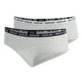 REPLAY Damen Panties, 2er Pack - Slip, Logobund, Baumwollmischung
