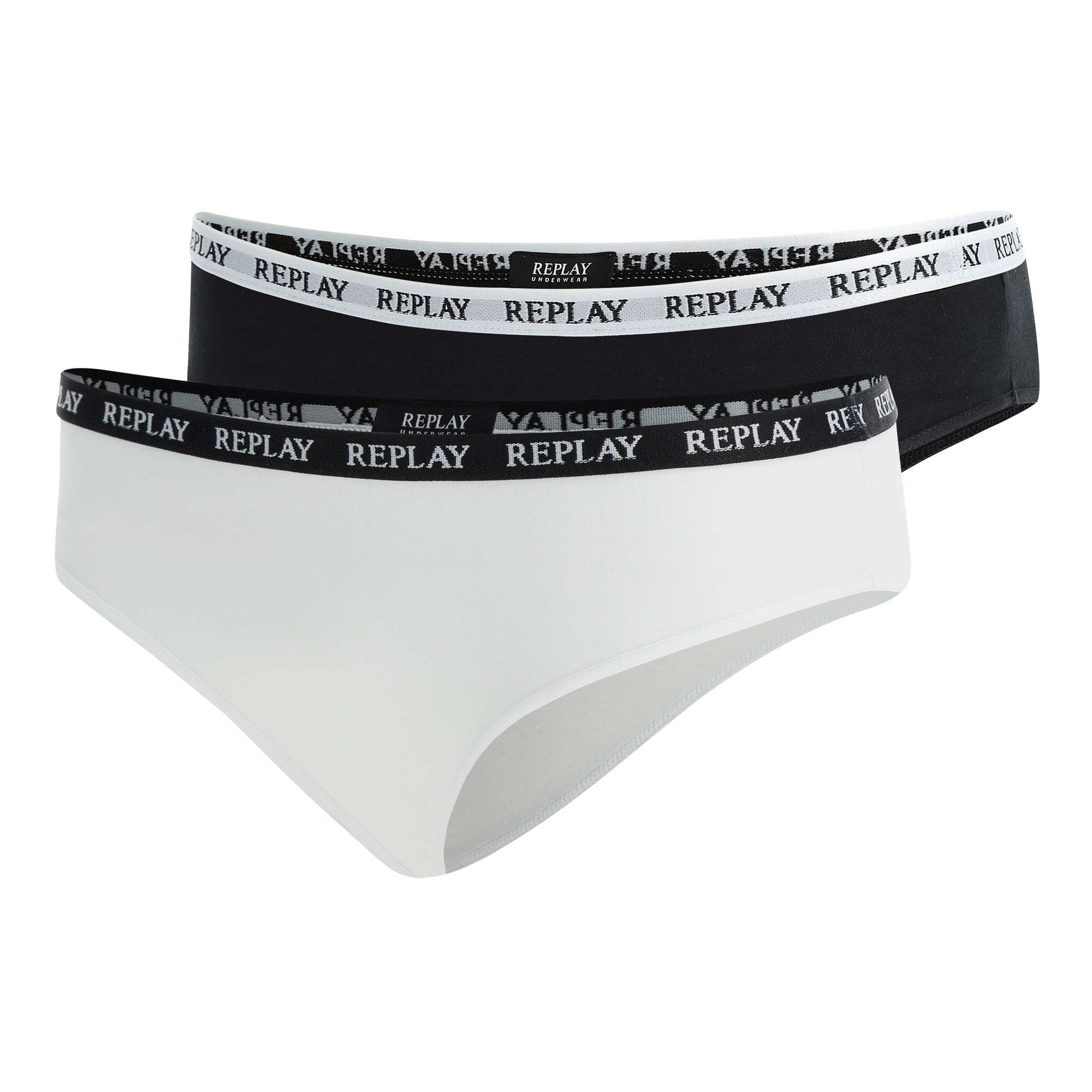 REPLAY Damen Slips, 2er Pack - Slip, Logobund, Baumwollmischung