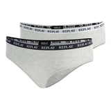 REPLAY Damen Slips, 2er Pack - Slip, Logobund, Baumwollmischung