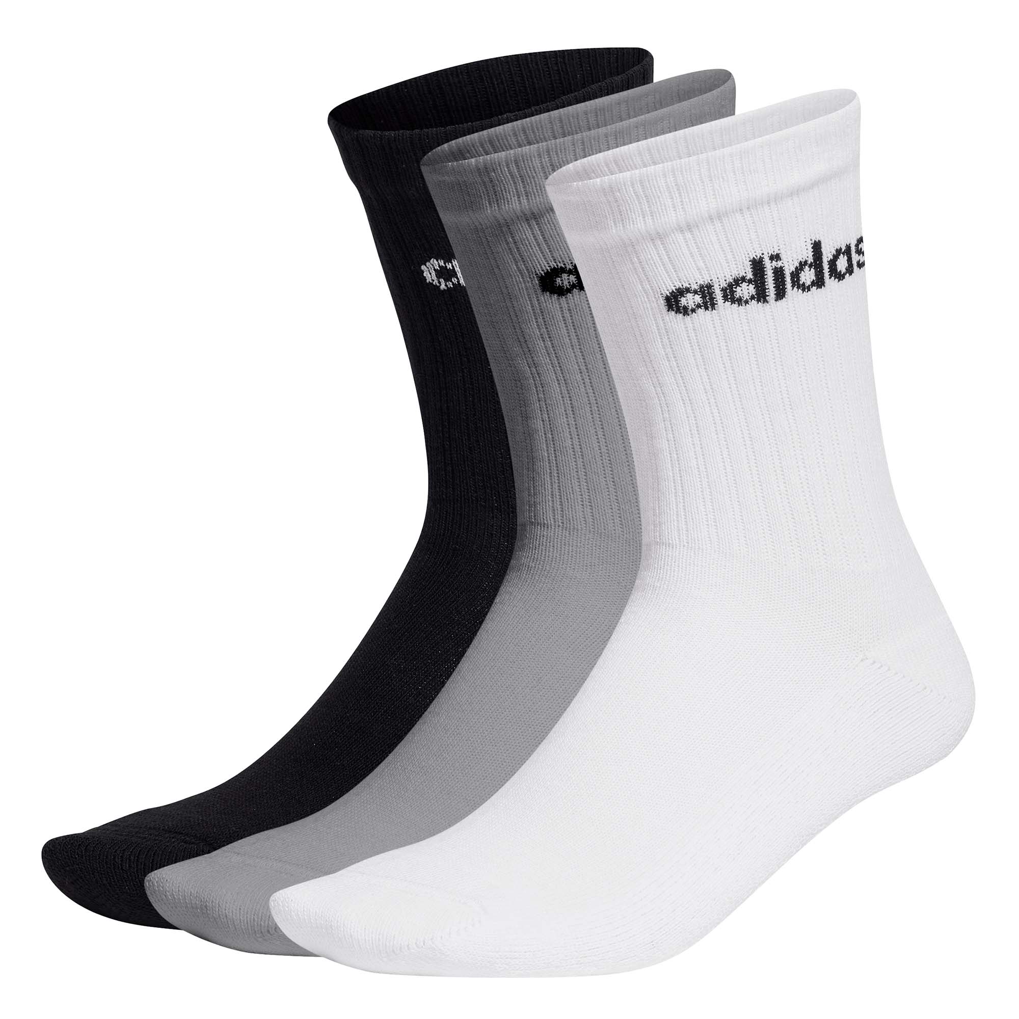 adidas Unisex Socken, 3er Pack - Linear Crew Cushioned, Logo, gepolstert, einfarbig