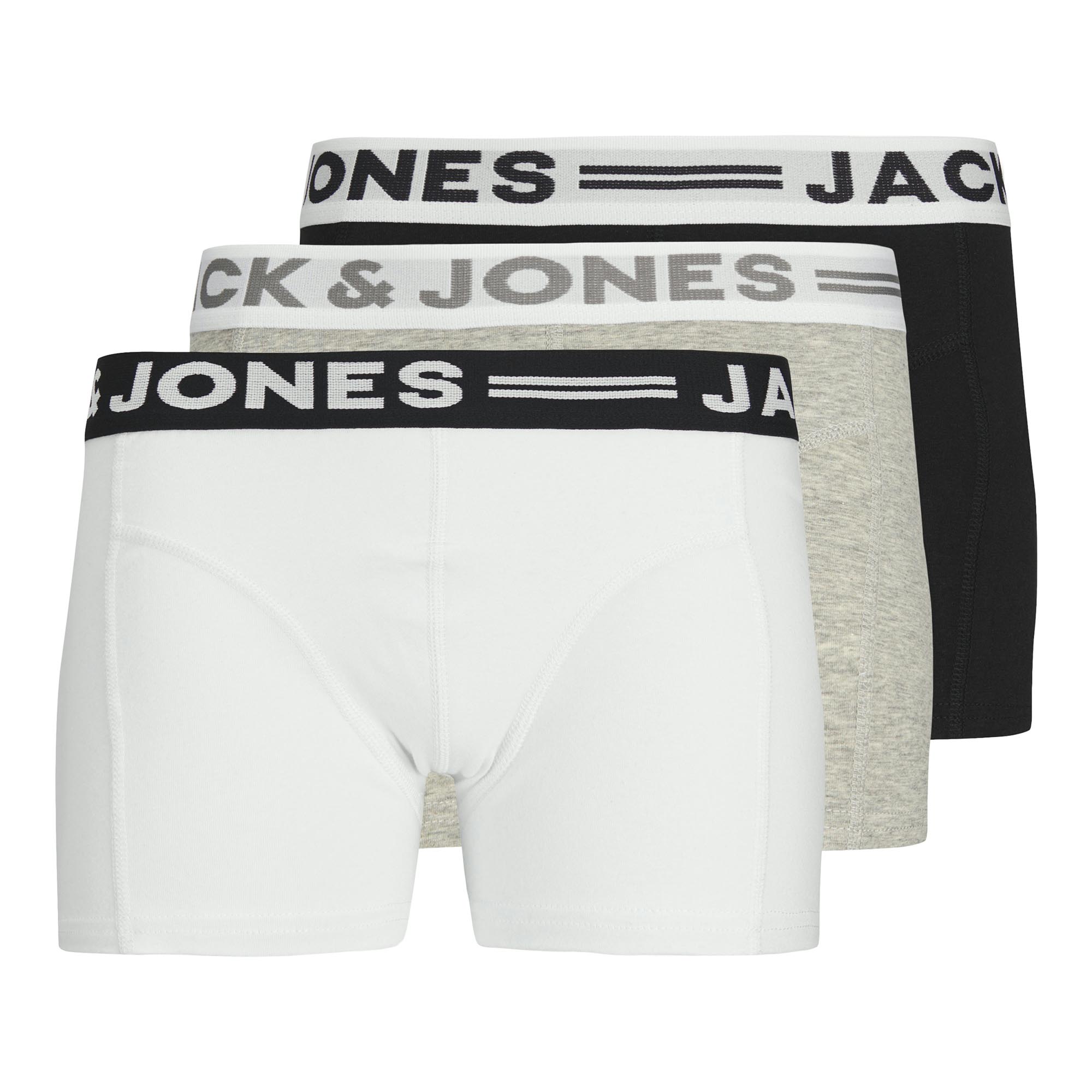 JACK&JONES Jungen Boxershorts, 3er Pack - SENSE TRUNKS, Baumwoll-Stretch, Logobund