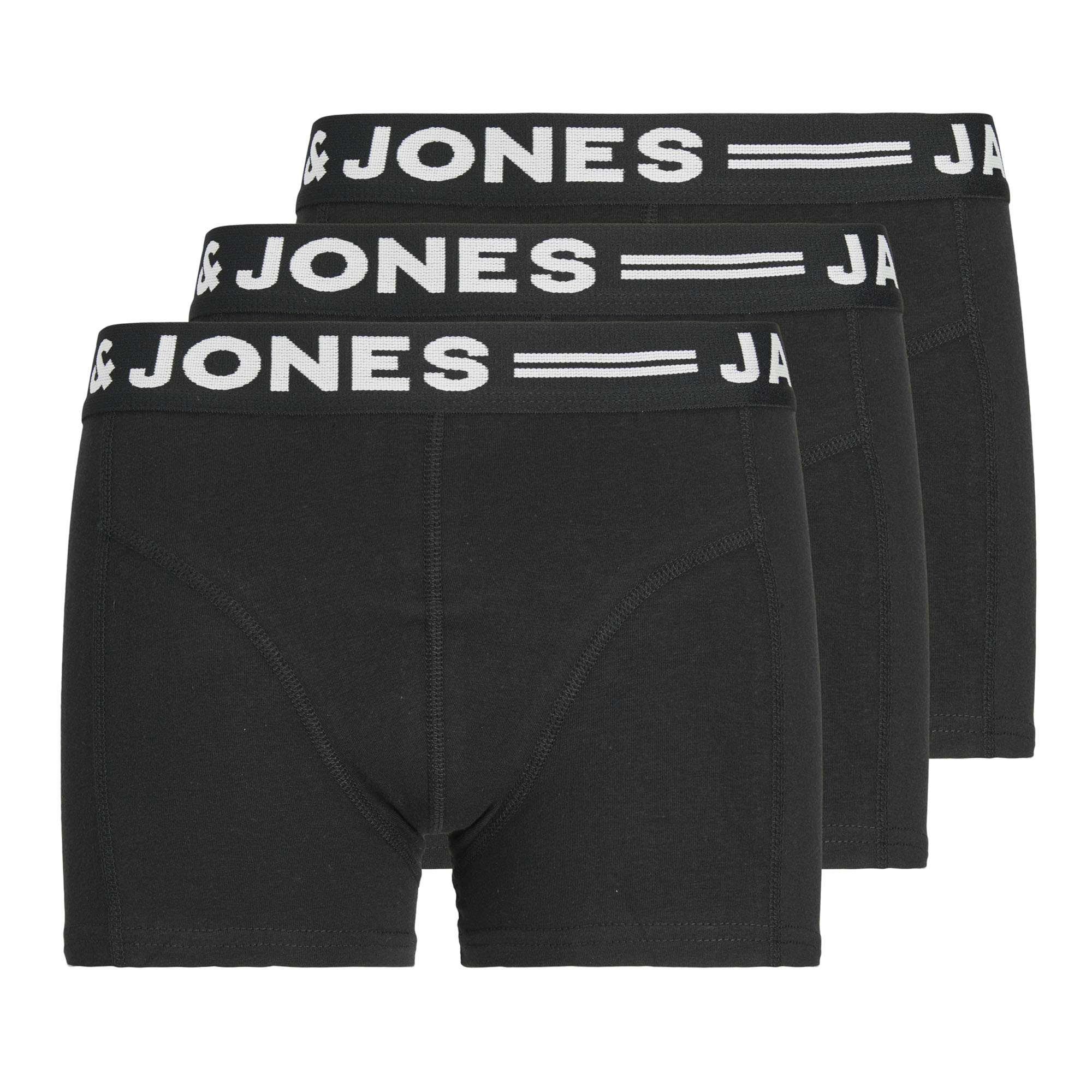JACK&JONES Jungen Boxershorts, 3er Pack - SENSE TRUNKS, Baumwoll-Stretch, Logobund