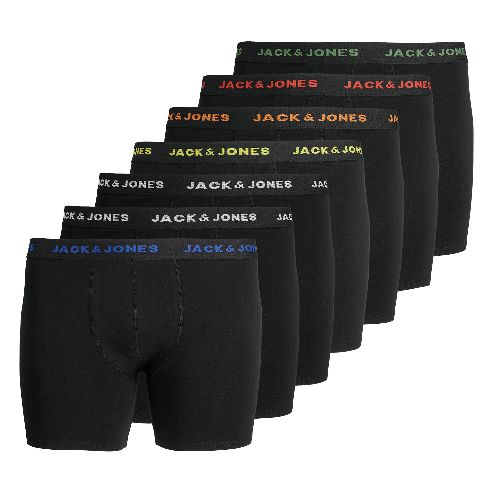 JACK&JONES Herren Boxer Shorts, 7er Pack - JACBASIC TRUNKS PLUS, Baumwoll-Stretch