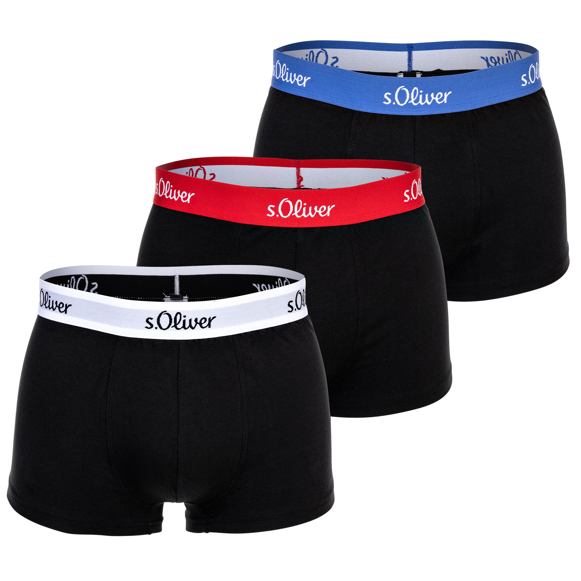 s.Oliver Herren Boxershorts, 3er Pack - Trunks, Hipsters, Baumwoll-Stretch