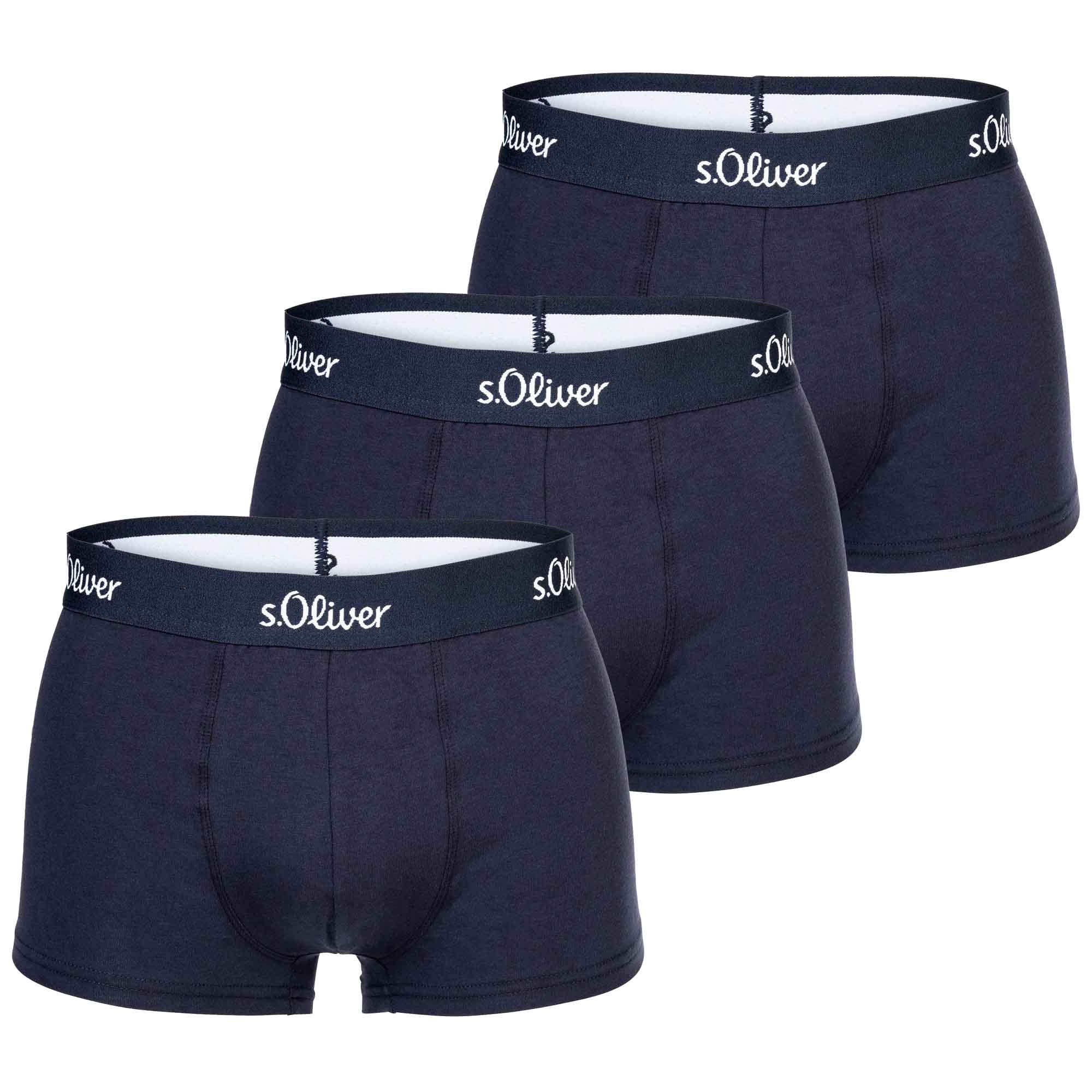 s.Oliver Herren Boxershorts, 3er Pack - Trunks, Hipsters, Baumwoll-Stretch