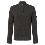 JOOP! JEANS Men's Knitted Sweater - Henrios, Chunky Knit, Cotton, Half-Zip Collar, Ribbed Cuffs, Solid Color