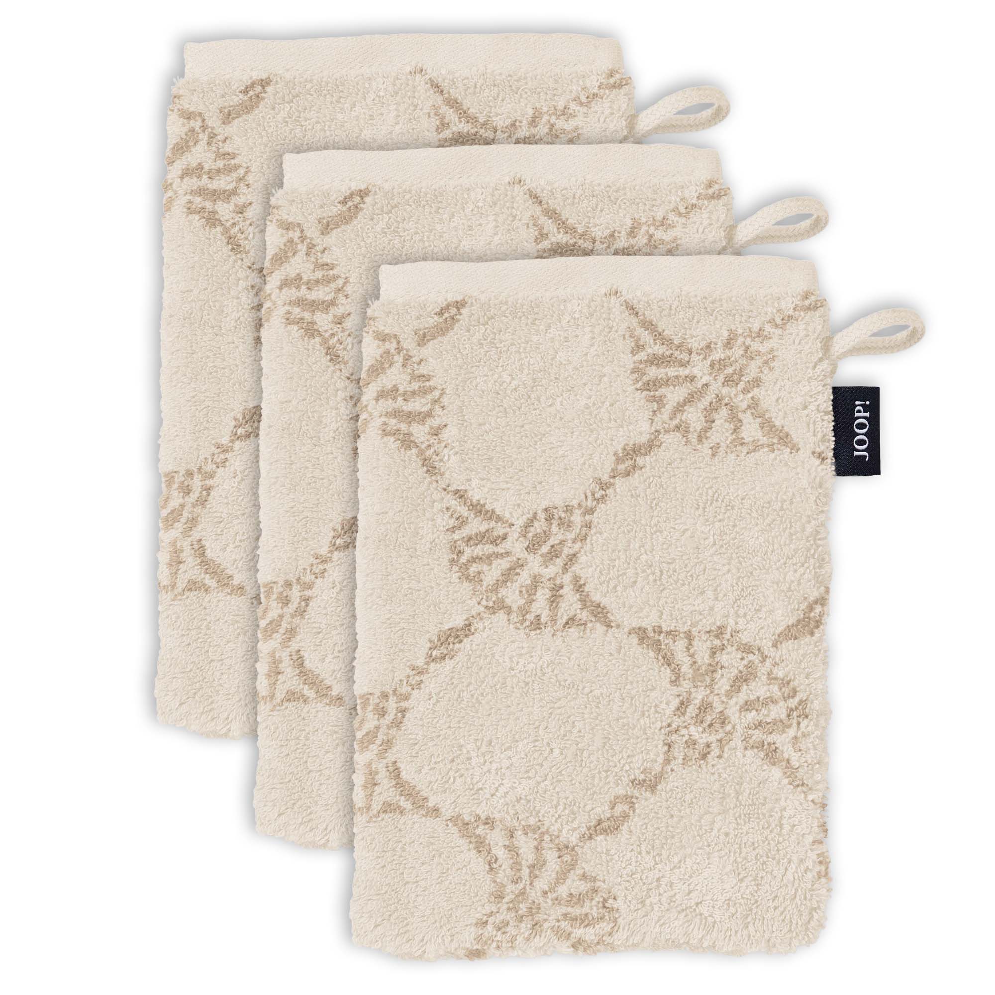JOOP! Waschlappen, 3er Pack - Waschhandschuh, Doubleface, Walkfrottier