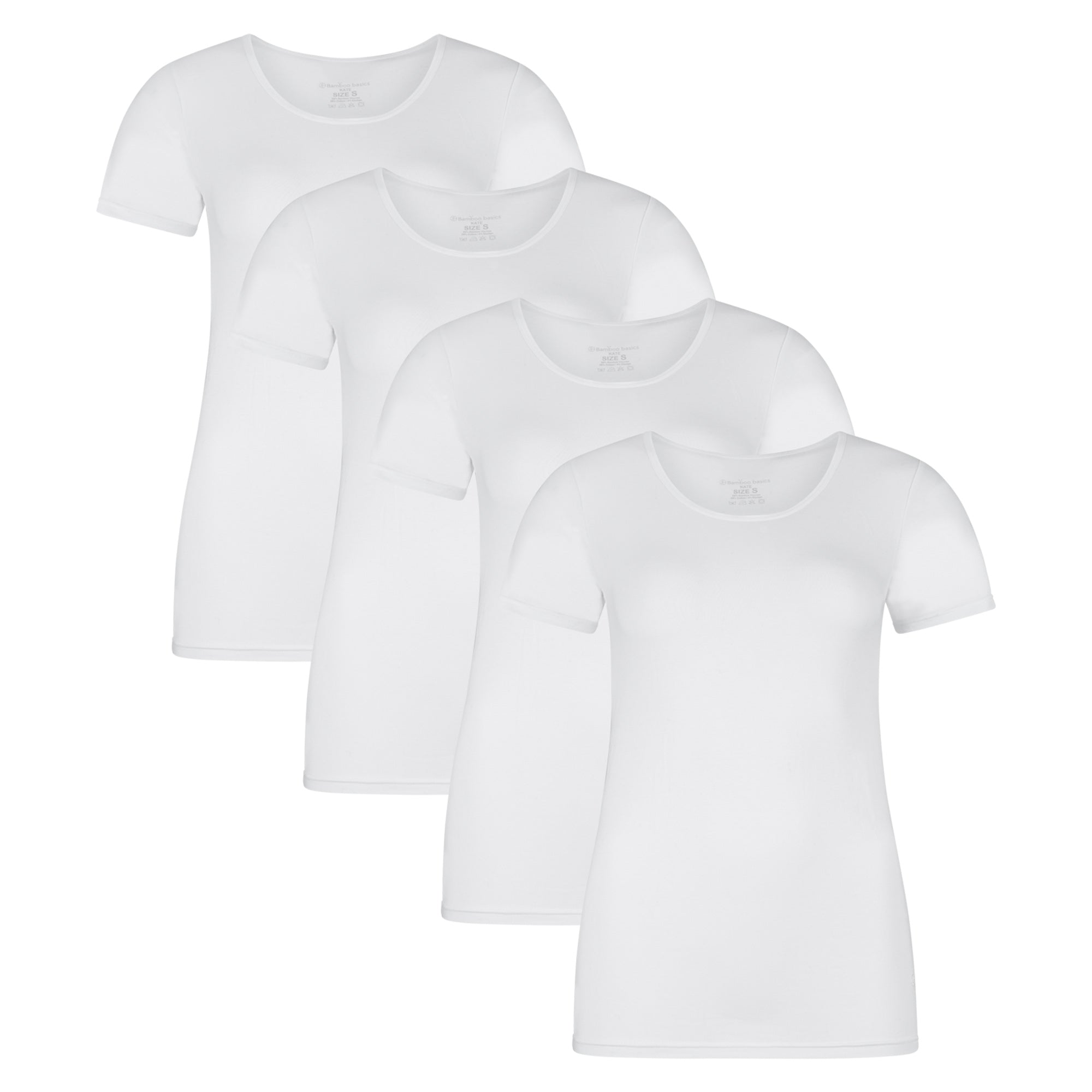 Bamboo basics Damen T-Shirt KATE, 4er Pack - Unterhemd, Rundhals, Single Jersey