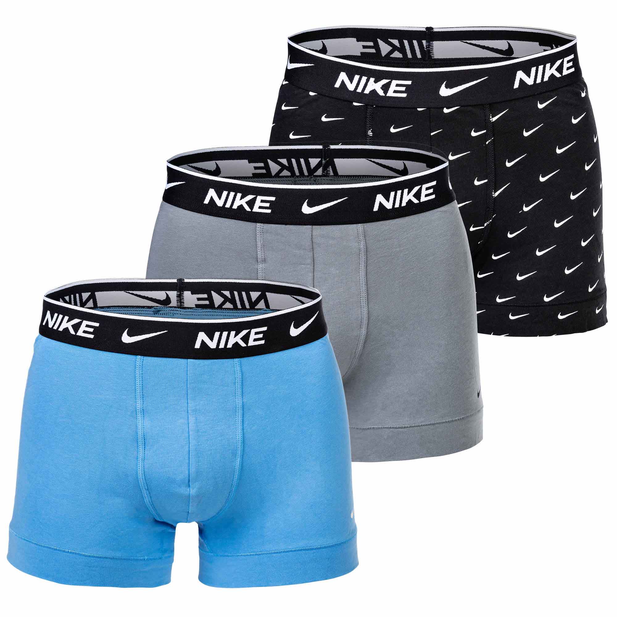 NIKE Herren Boxer Shorts, 3er Pack - Trunks, Logobund, Cotton Stretch