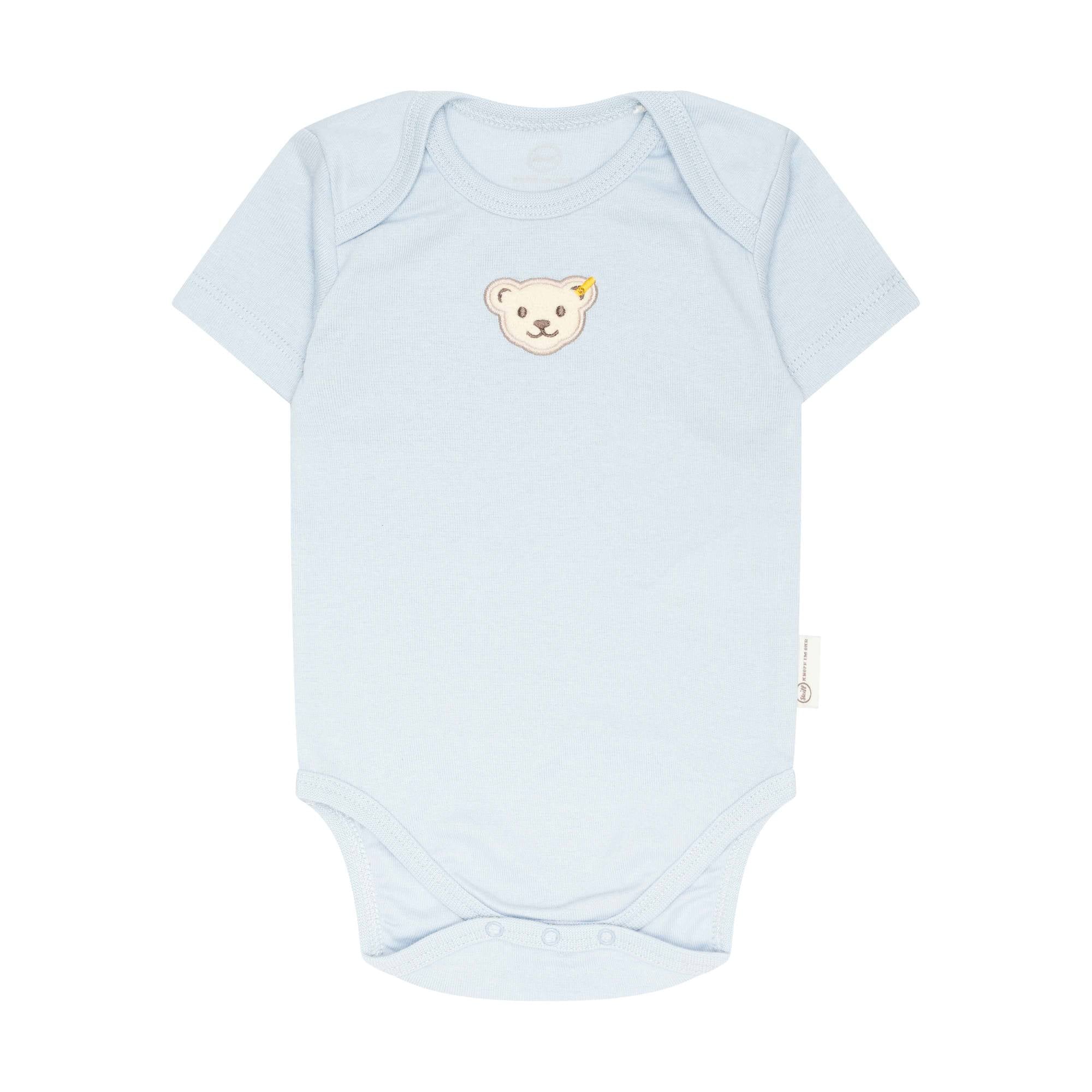 Steiff Baby Body - Strampler, Baumwolle, Bär, Logo, kurzarm, einfarbig