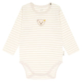 Steiff Baby Body - Strampler, Baumwolle, Bär, Streifen, Logo, langarm