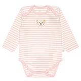 Steiff Baby Body - Strampler, Baumwolle, Bär, Streifen, Logo, langarm