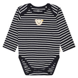 Steiff Baby Body - Strampler, Baumwolle, Bär, Streifen, Logo, langarm