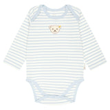 Steiff Baby Body - Strampler, Baumwolle, Bär, Streifen, Logo, langarm