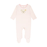 Steiff Baby Strampler - Einteiler, Baumwolle, Bär, Streifen, Druckknöpfe, Logo, langarm