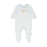 Steiff Baby Strampler - Einteiler, Baumwolle, Bär, Streifen, Druckknöpfe, Logo, langarm