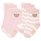Steiff Kinder Unisex Socken, 4er Pack - Bio-Baumwolle, Teddy-Motiv, uni/gestreift