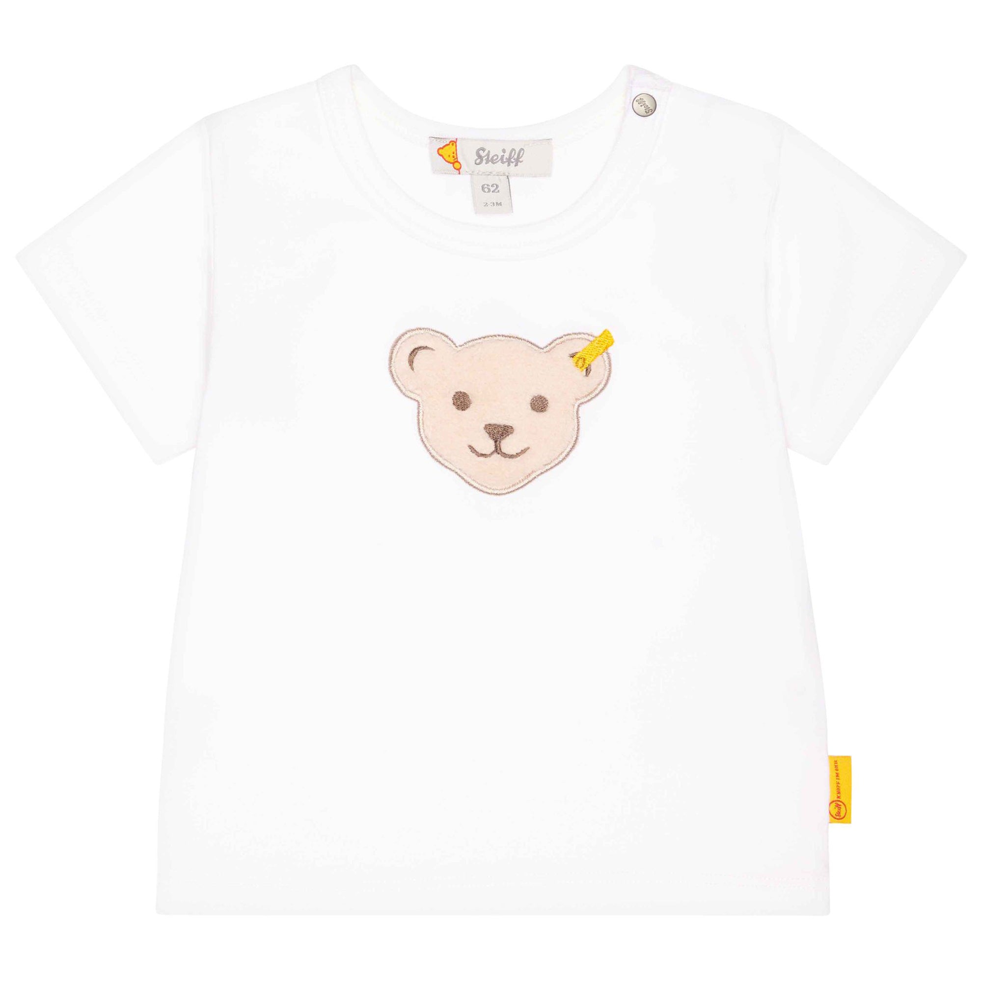 Steiff Baby T-Shirt - Basic, Short Sleeve, Teddy Application, Cotton Stretch, Plain
