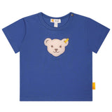 Steiff Baby T-Shirt - Basic, Kurzarm, Teddy-Applikation, Cotton Stretch, uni