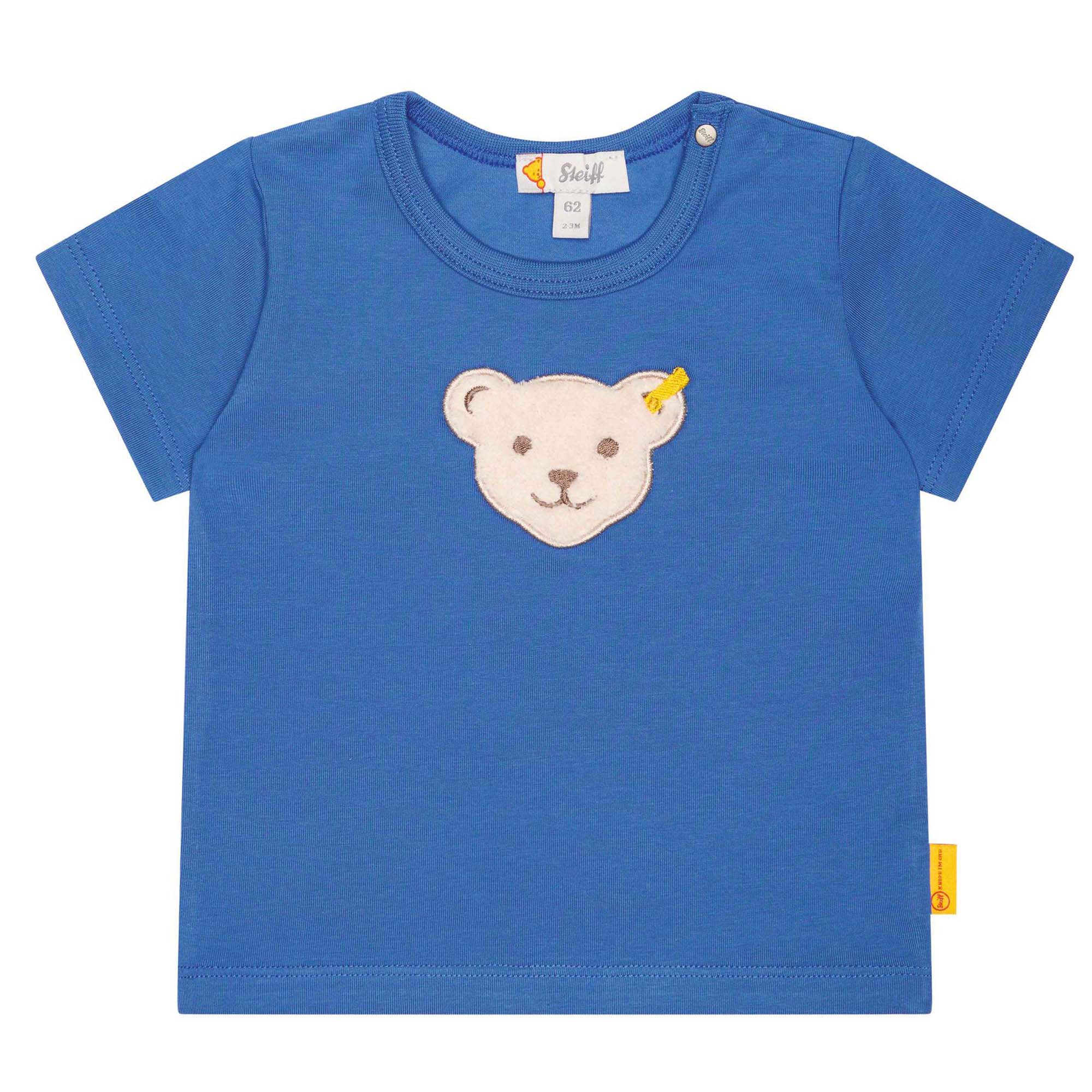 Steiff Baby T-Shirt - Basic, Short Sleeve, Teddy Application, Cotton Stretch, Plain