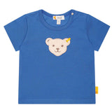 Steiff Baby T-Shirt - Basic, Kurzarm, Teddy-Applikation, Cotton Stretch, uni