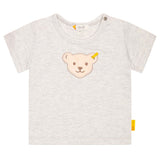 Steiff Baby T-Shirt - Basic, Kurzarm, Teddy-Applikation, Cotton Stretch, uni