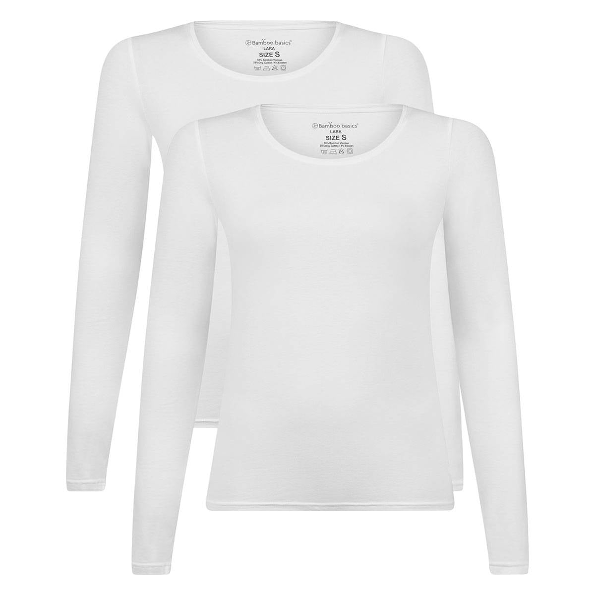 Bamboo basics Damen T-Shirt, 2er Pack - LARA Longsleeve, Unterhemd, Rundhals, uni