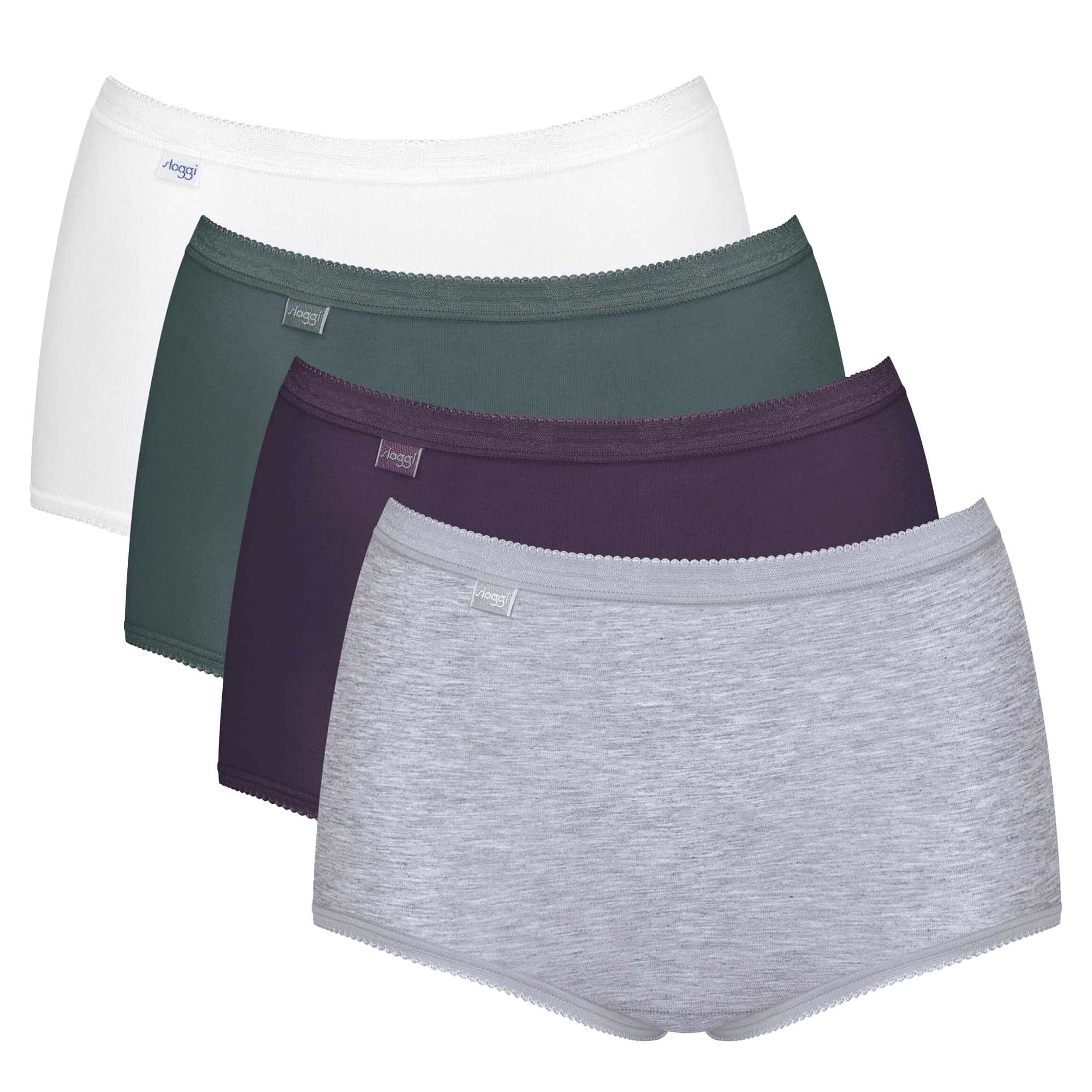 Sloggi Damen Maxi-Slips, 4er Pack - Basic+ Mixi C4P, Unterwäsche, Baumwolle, Spitze, Logo, einfarbig