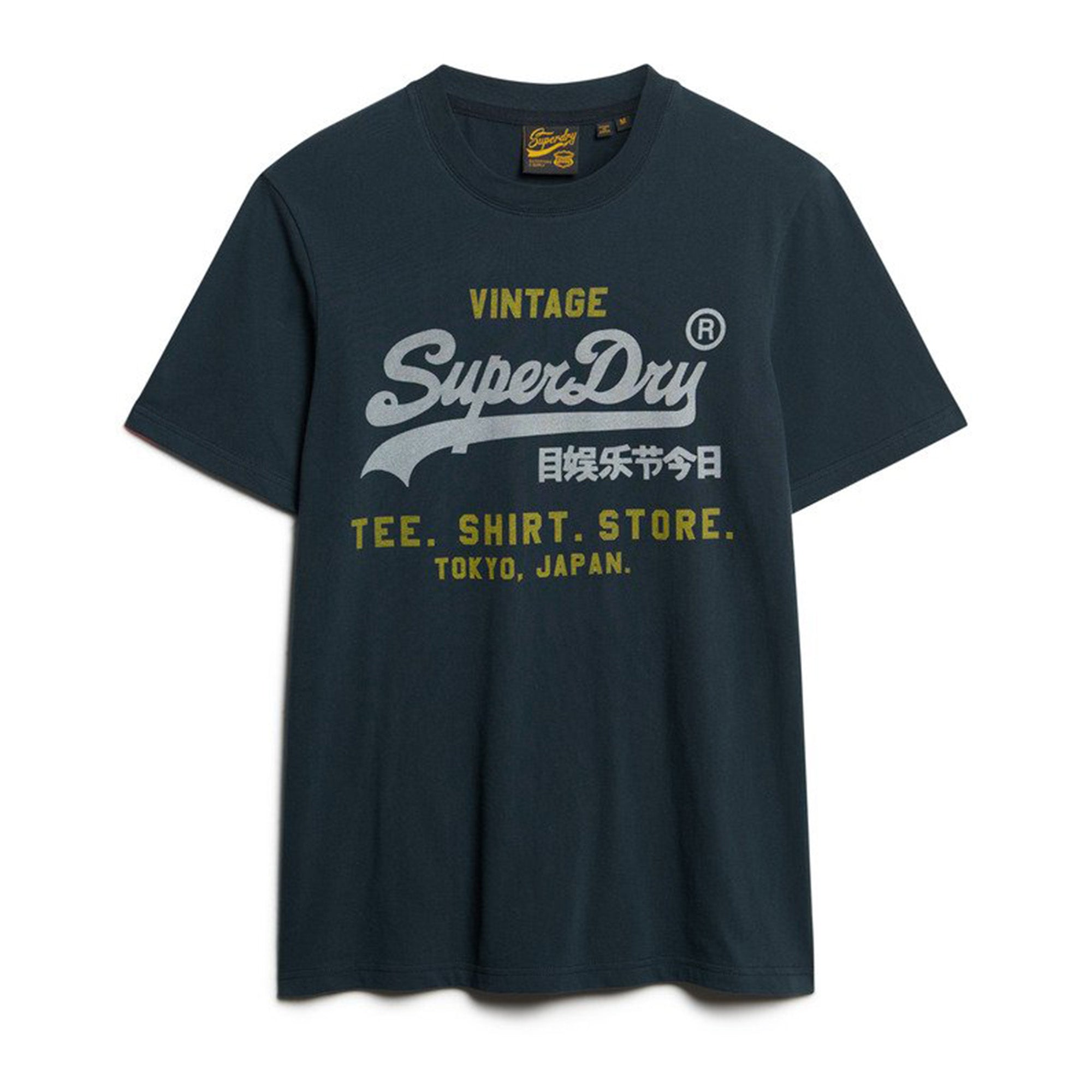 Superdry Herren T-Shirt - VI Heritage Relaxed Tee , T-Shirt, Baumwolle, Rundhals, Logo, einfarbig
