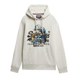 Superdry Herren Hoodie - VI Tokyo Relaxed Hood, Kapuze, Vintage Cracked Print, einfarbig