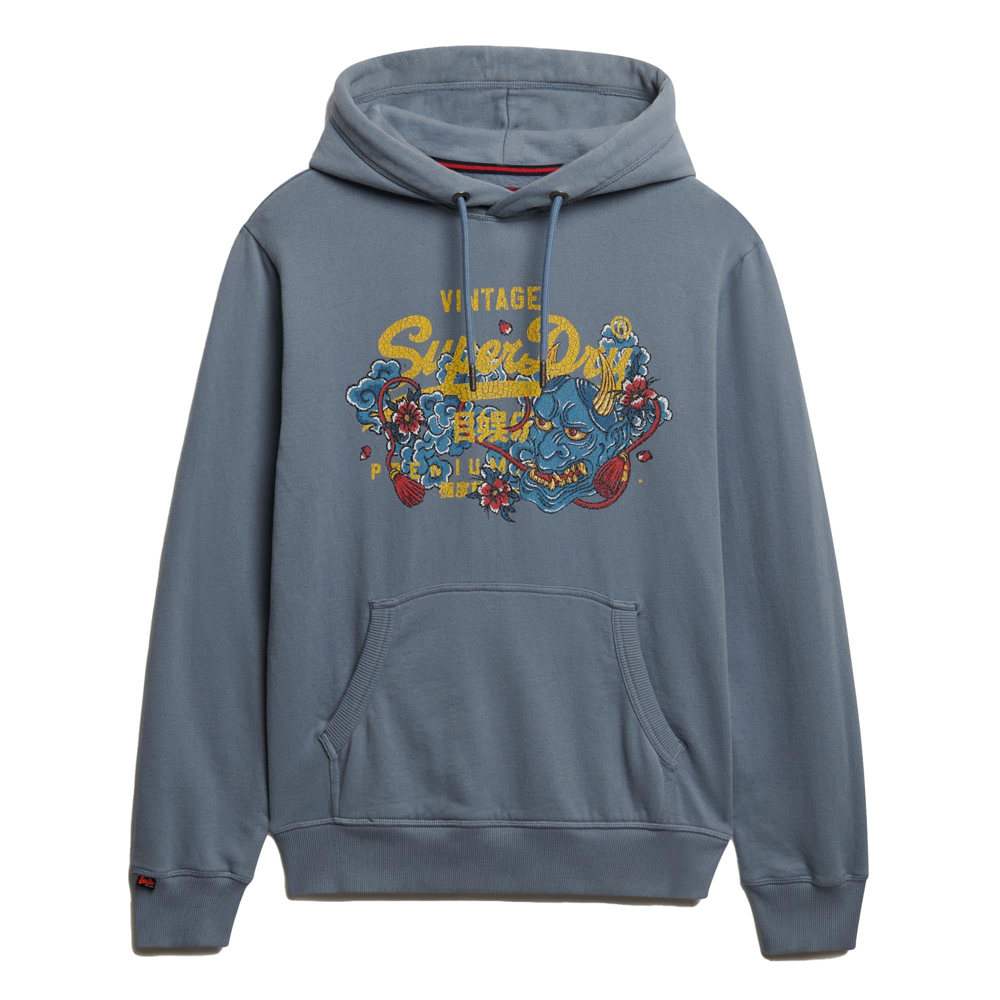 Superdry Men’s Hoodie - VI Tokyo Relaxed Hood, Hood, Vintage Cracked Print, plain
