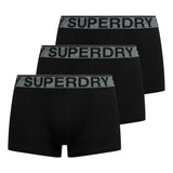 Superdry Herren Boxershorts, 3er Pack - Trunk Triple Pack, Logobund, Cotton Stretch