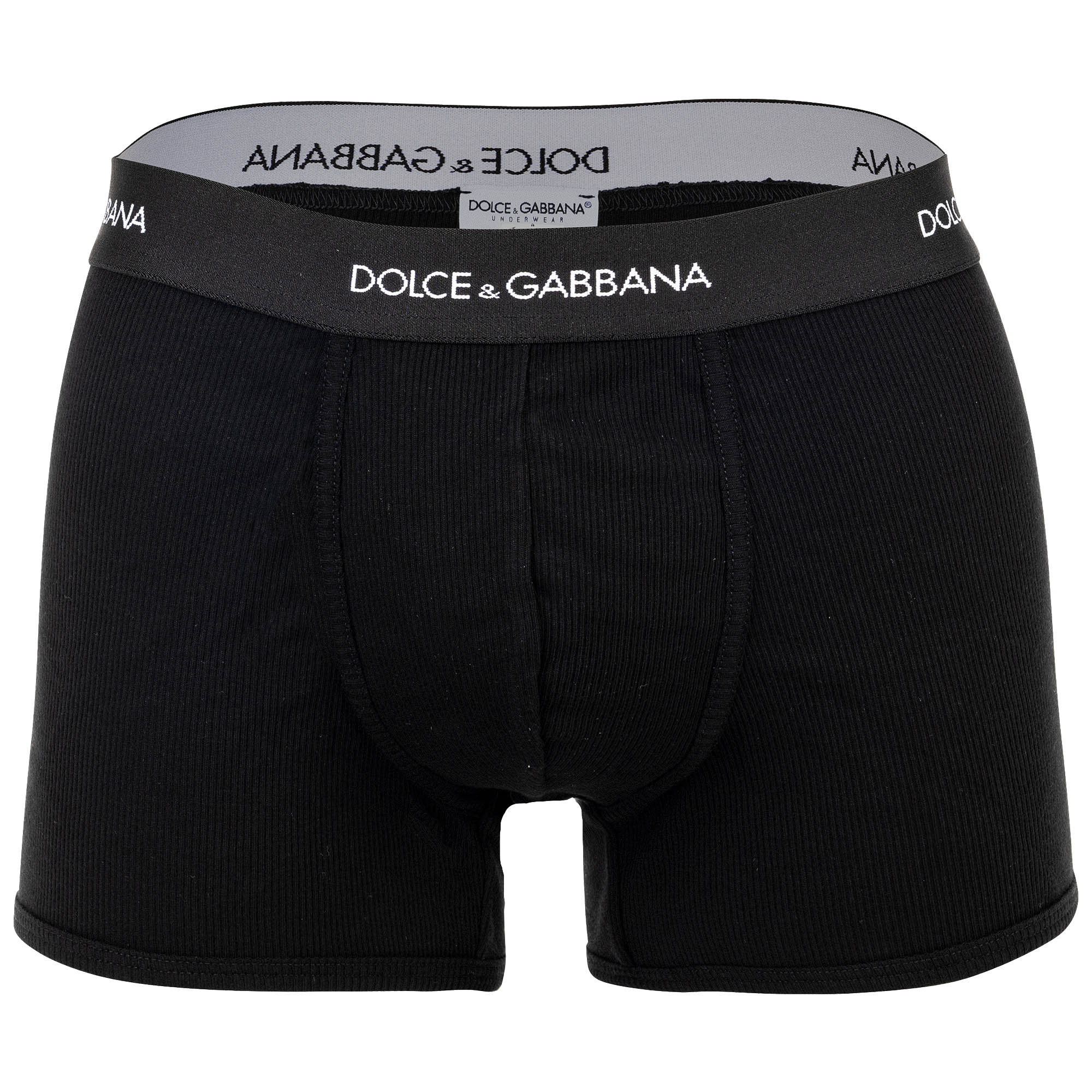DOLCE & GABBANA Men’s Boxer Shorts - Fine-Rib Regular Boxer, Cotton, Ribbed, Logo Waistband