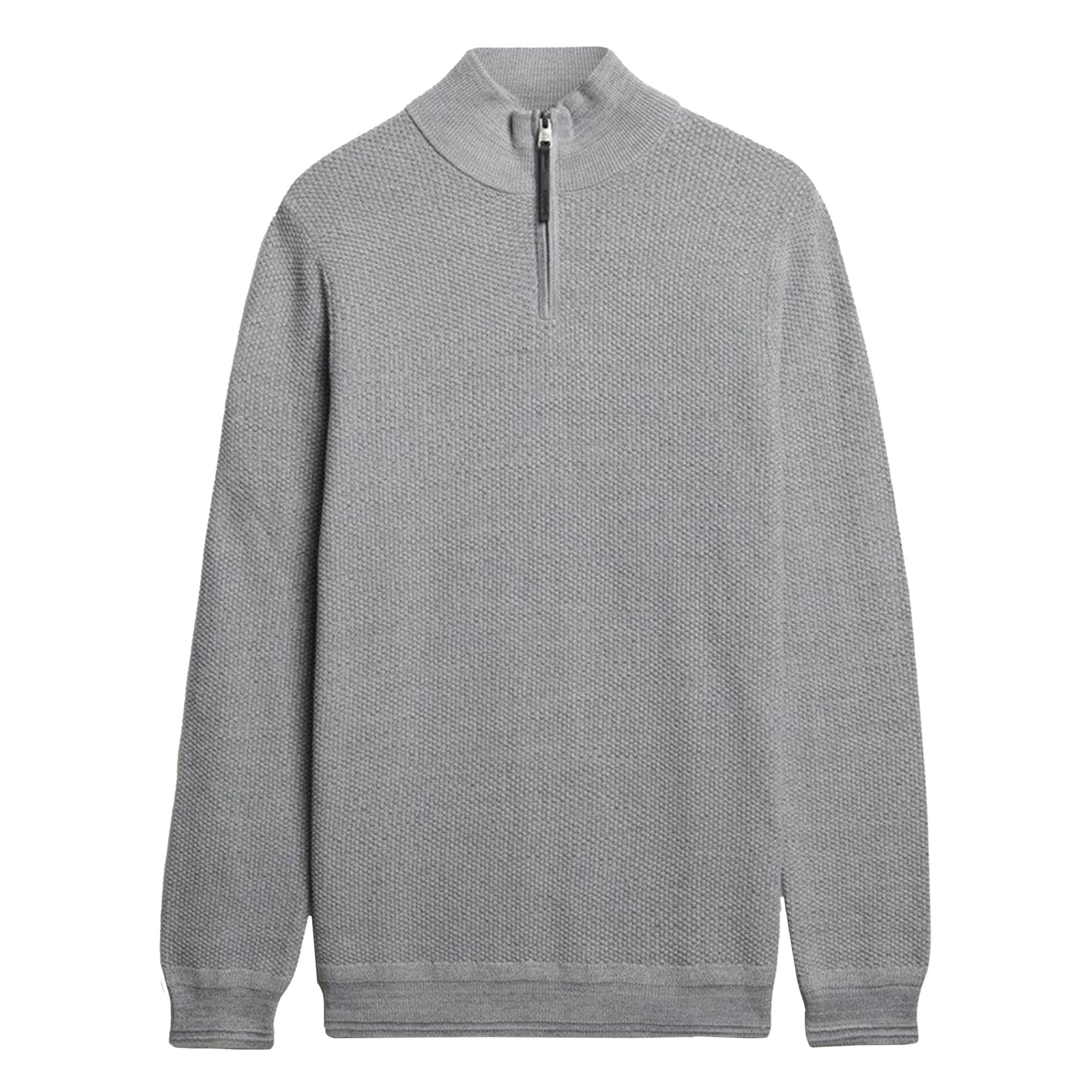 Superdry Herren Strickpullover mit Zip-Stehkragen - Cotton Texture Henley, Pullover, einfarbig