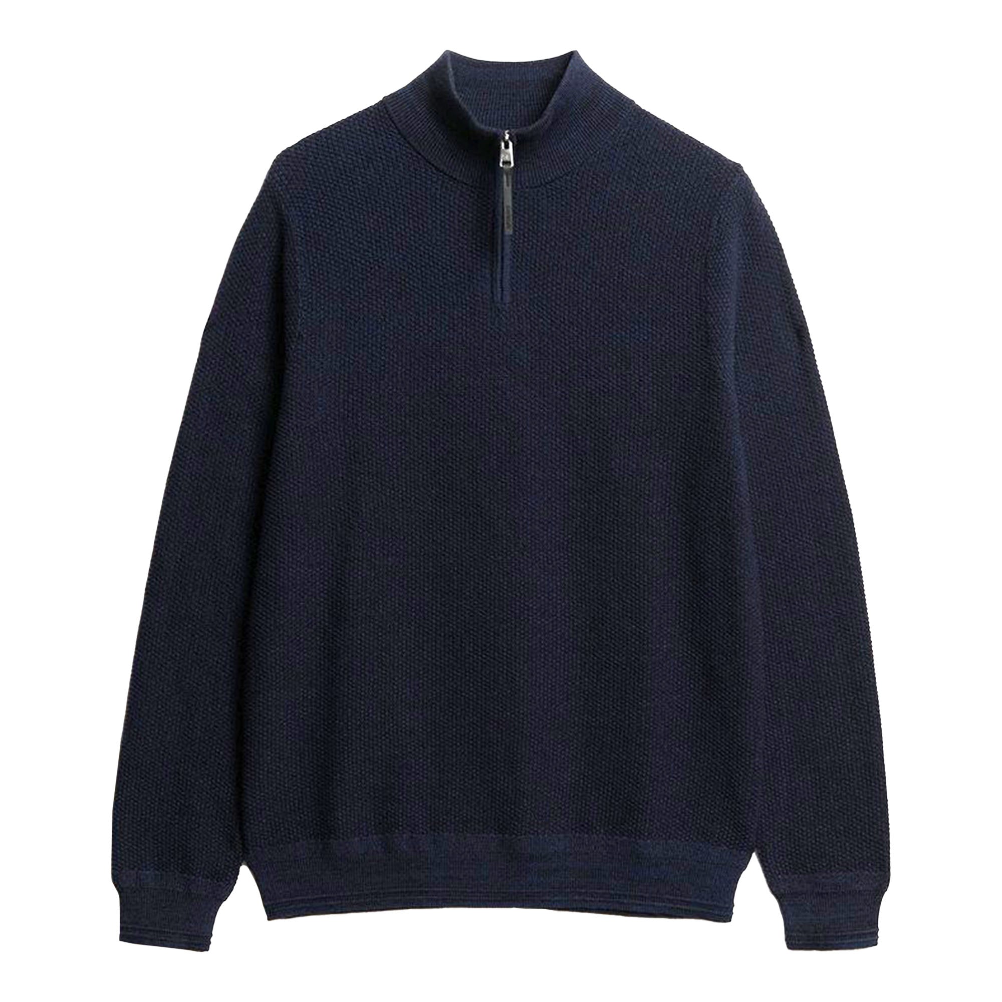 Superdry Herren Strickpullover mit Zip-Stehkragen - Cotton Texture Henley, Pullover, einfarbig