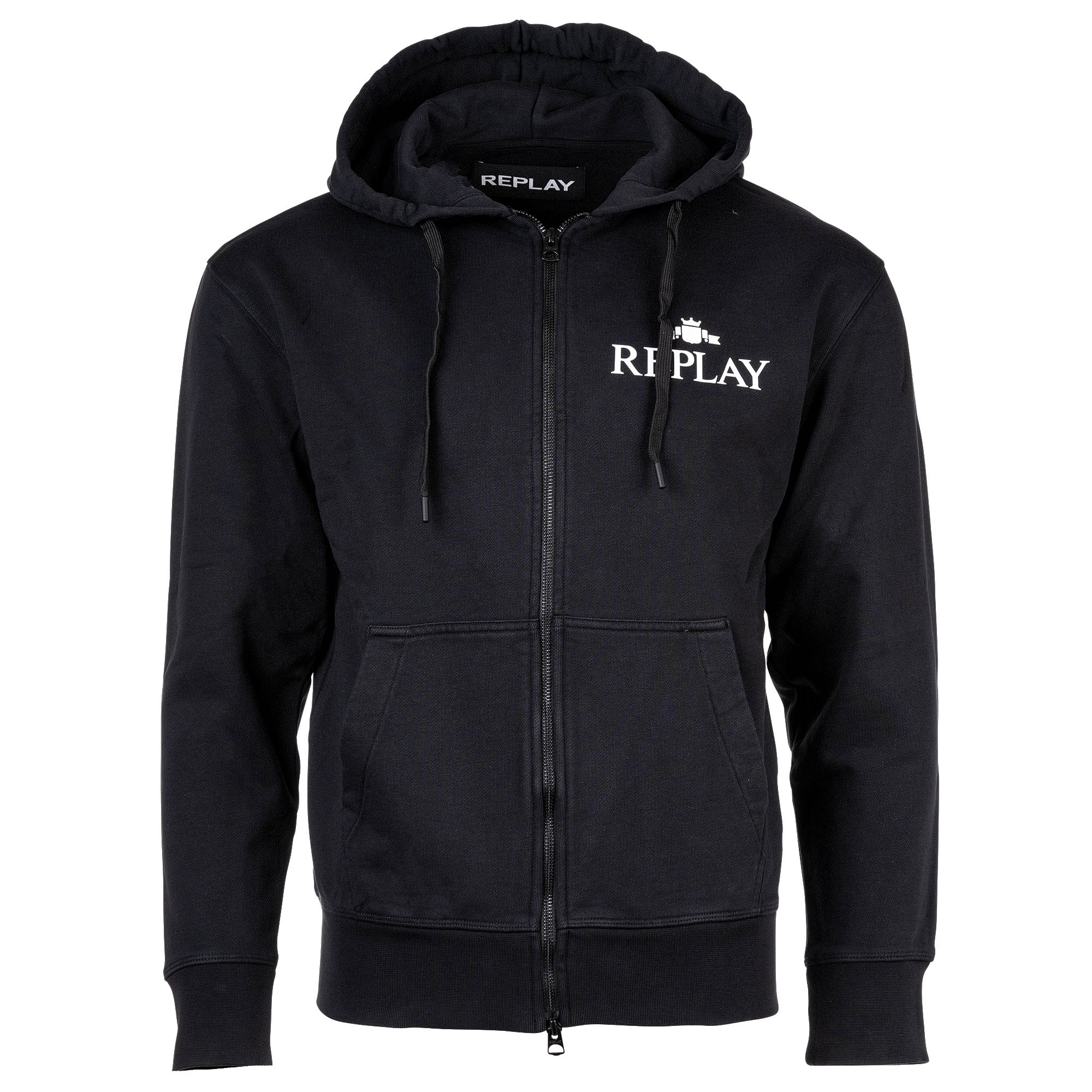 REPLAY Herren Sweatjacke - Zip-Jacke, Kapuze, Logo