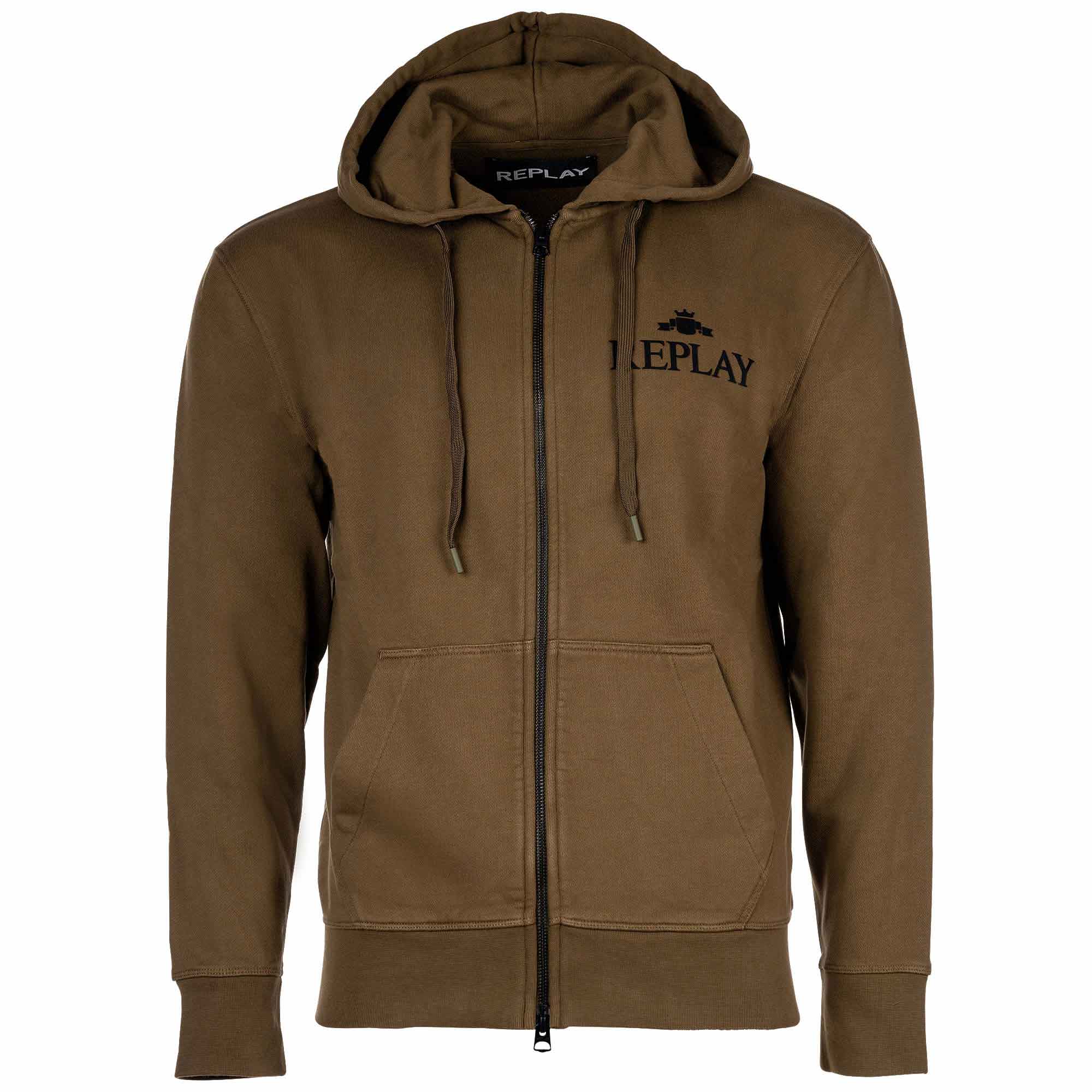 REPLAY Herren Sweatjacke - Zip-Jacke, Kapuze, Logo