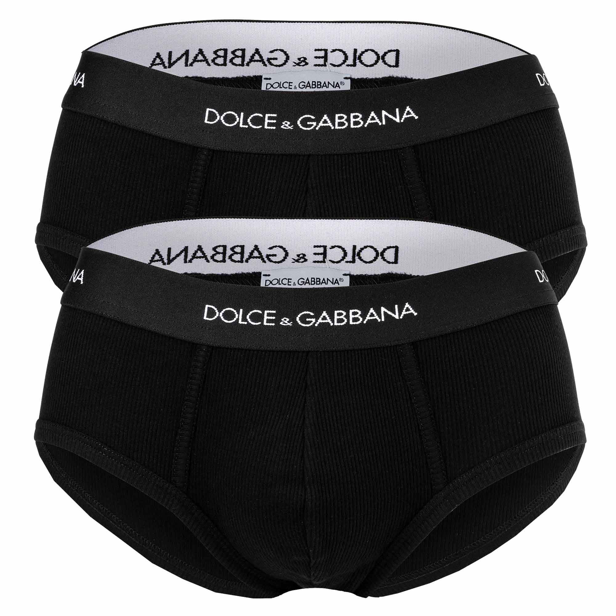 DOLCE & GABBANA Herren Slips, 2er Pack - "Slip Brando", Logo-Bund, Baumwolle