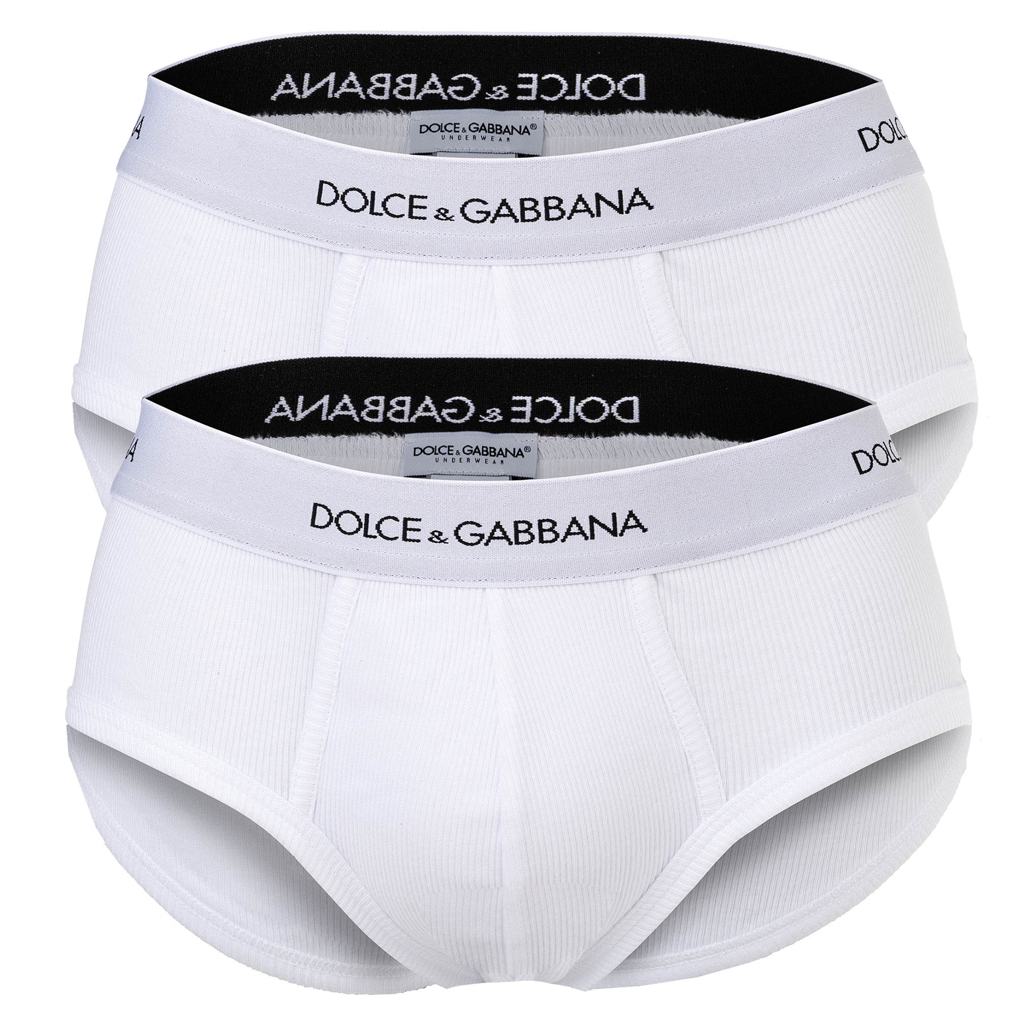 DOLCE & GABBANA Herren Slips, 2er Pack - "Slip Brando", Logo-Bund, Baumwolle