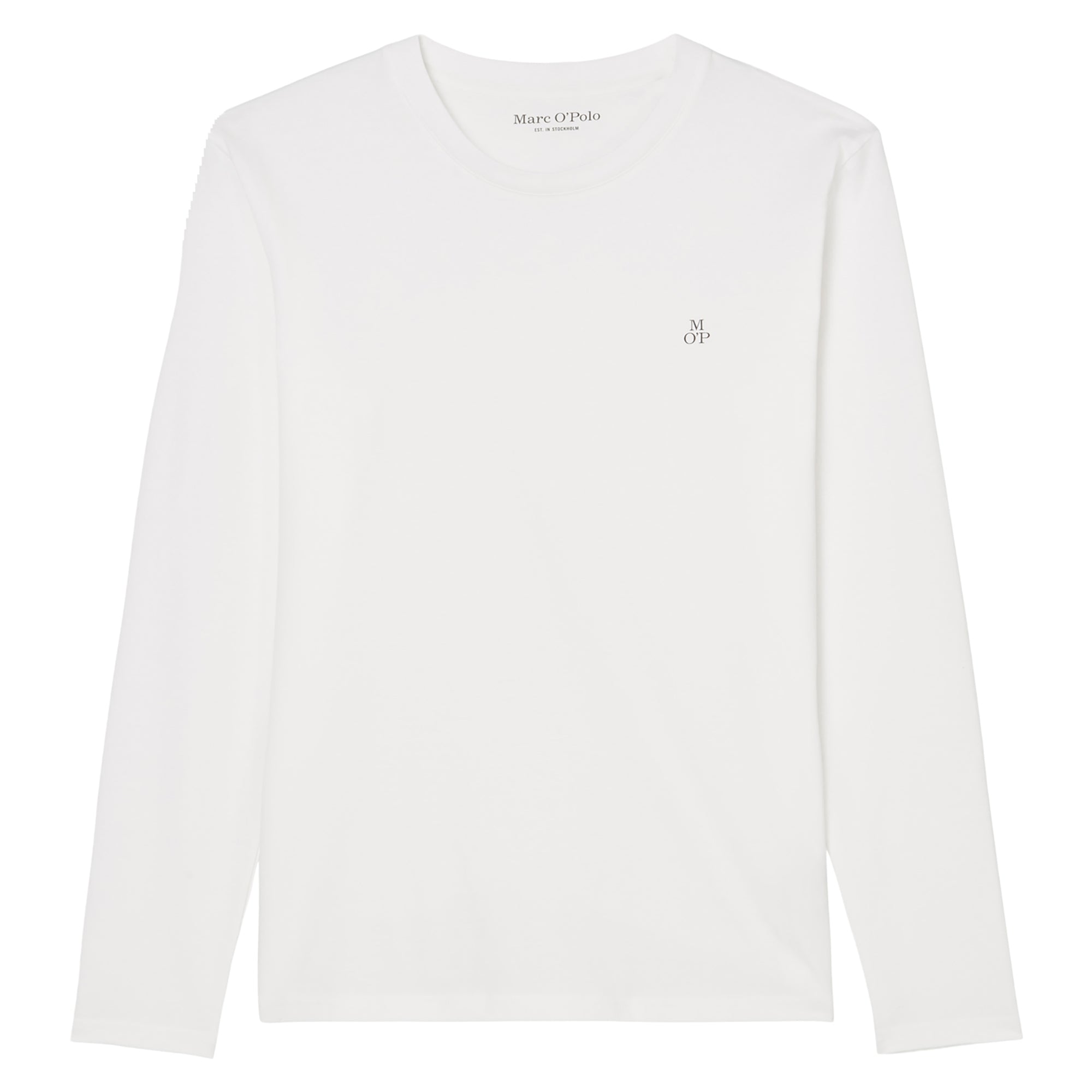 Marc O'Polo Herren Longsleeve - Small-Logo, Shaped Fit, Baumwolle, Logoprint, uni