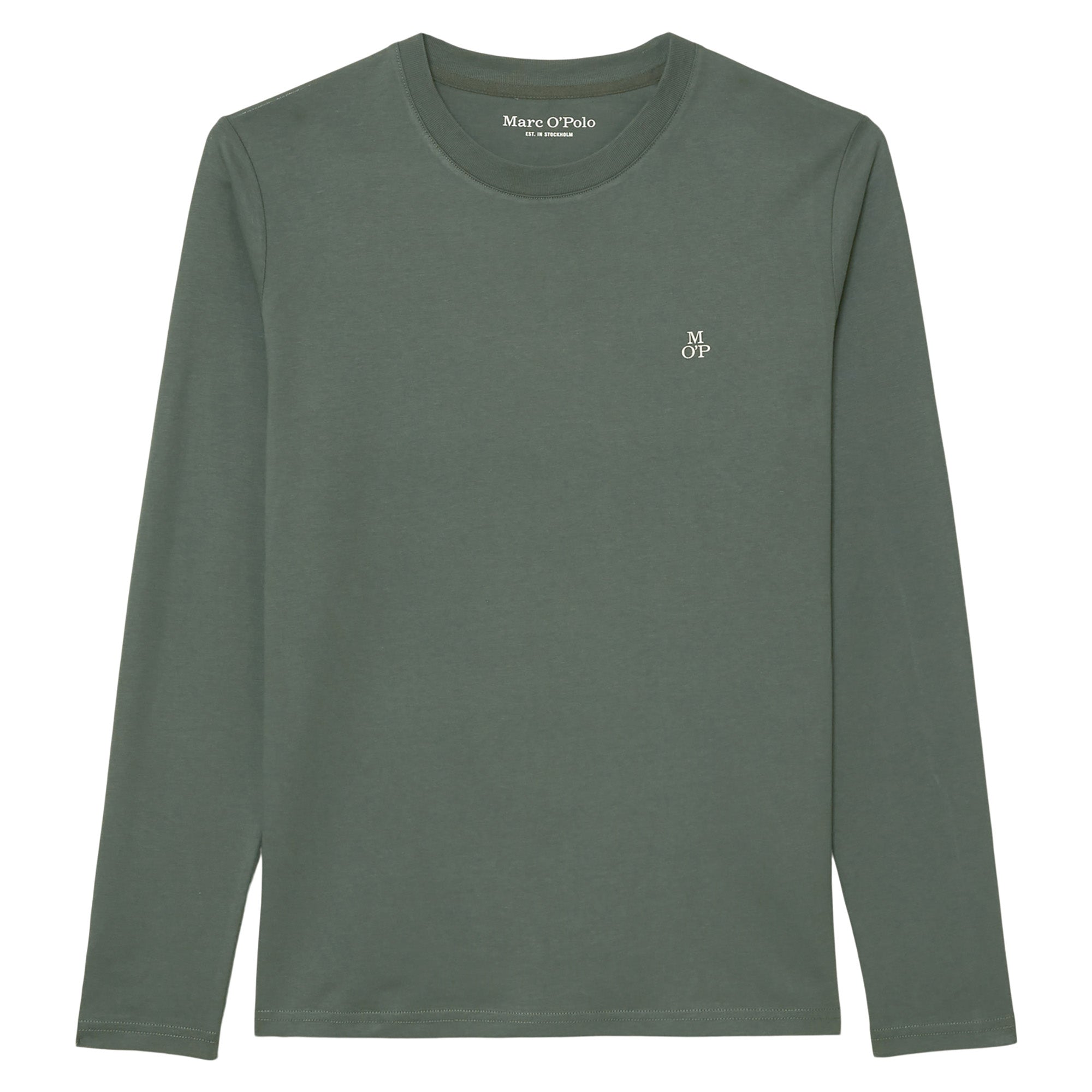 Marc O'Polo Herren Longsleeve - Small-Logo, Shaped Fit, Baumwolle, Logoprint, uni