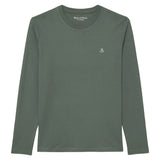 Marc O'Polo Herren Longsleeve - Small-Logo, Shaped Fit, Baumwolle, Logoprint, uni