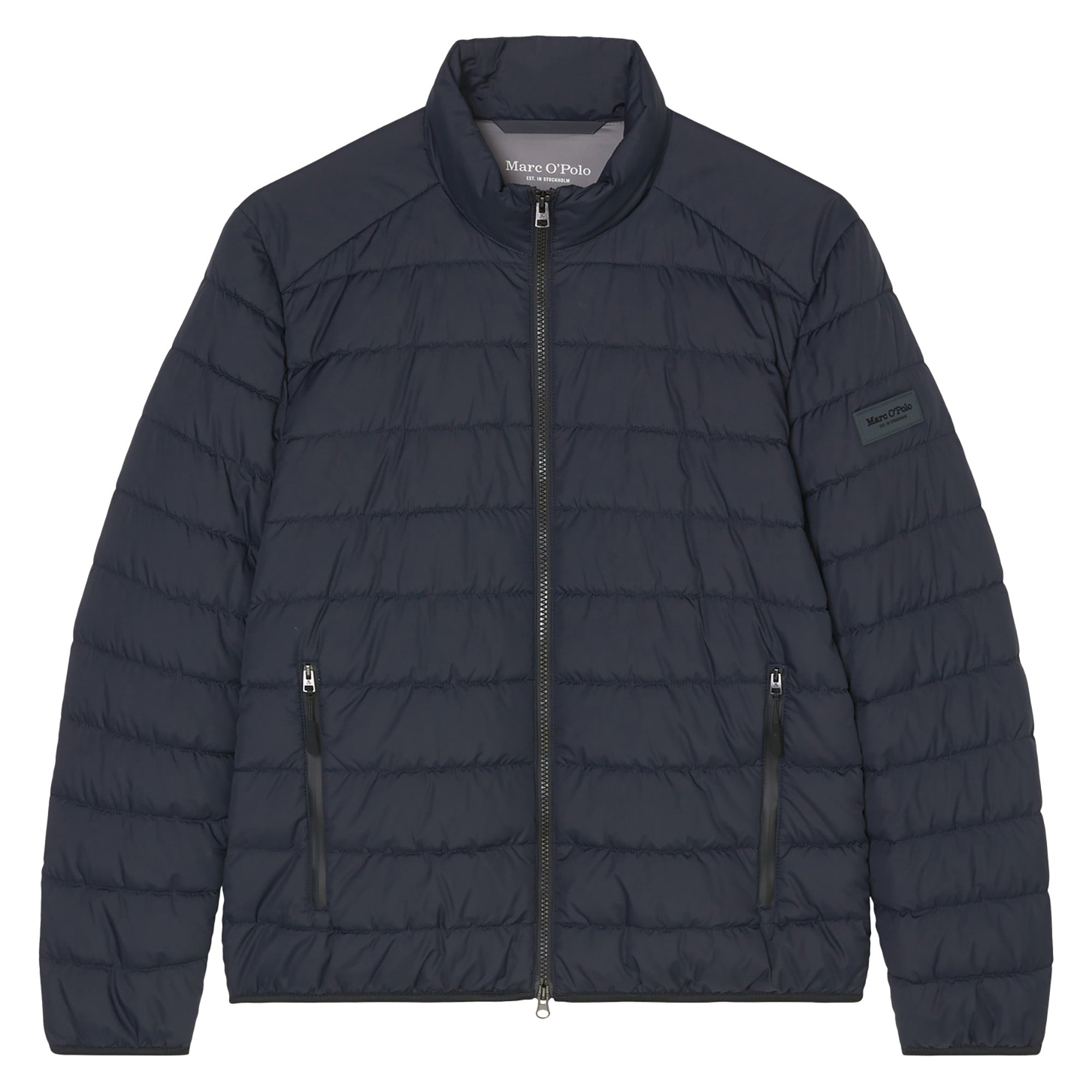 Marc O'Polo Men's Quilted Jacket - Woven Outdoor Jackets, Stand-up Collar, Zipper, Plain