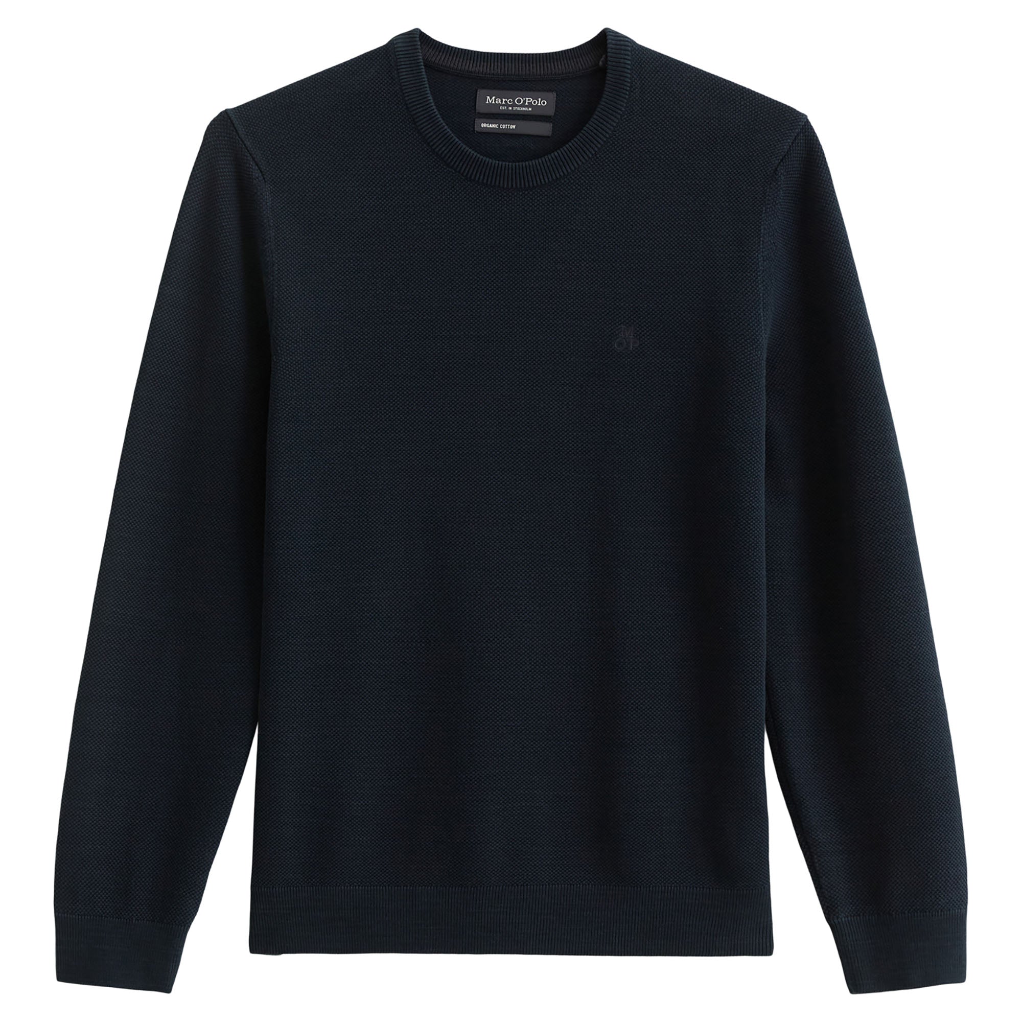 Marc O'Polo Herren Strickpullover - Piqué-Struktur, Rundhals, Regular Fit, Cotton