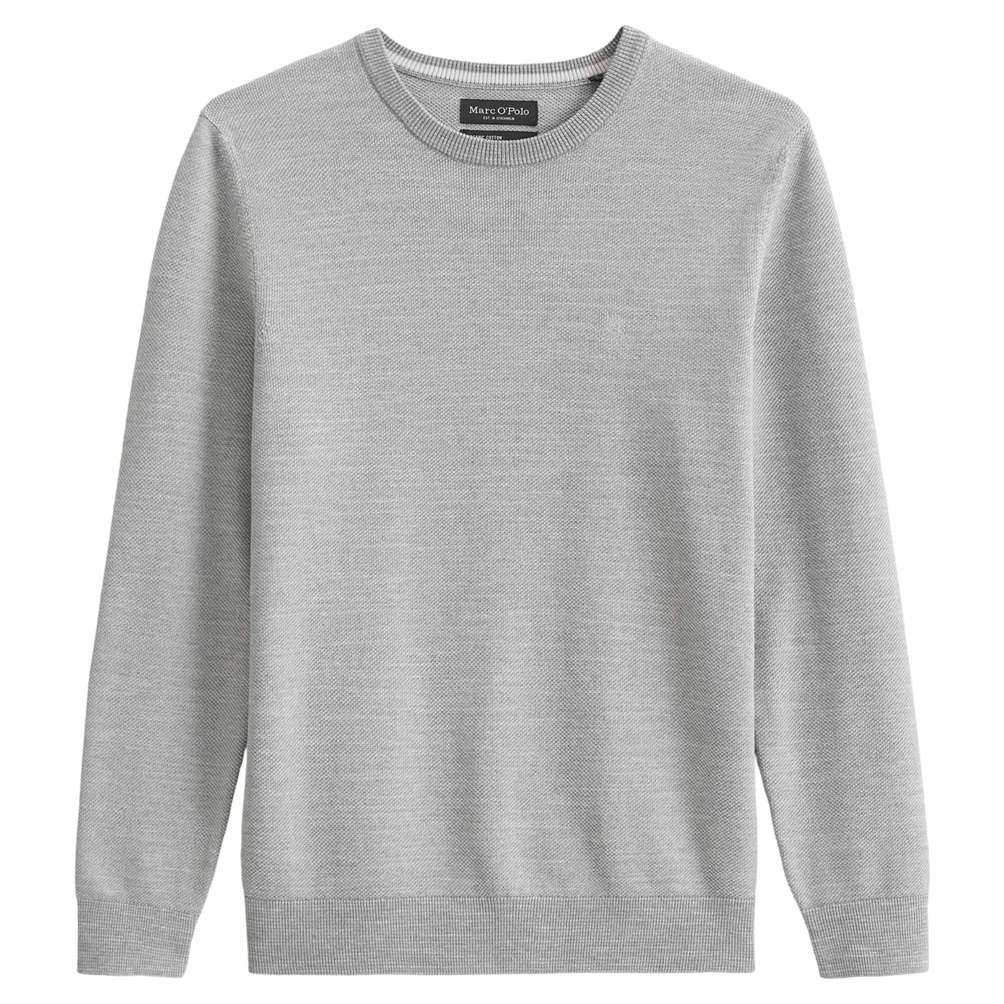 Marc O'Polo Herren Strickpullover - Piqué-Struktur, Rundhals, Regular Fit, Cotton