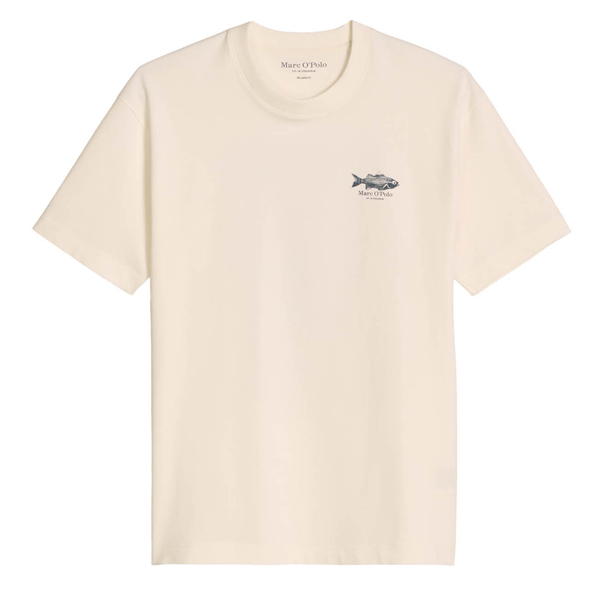 Marc O'Polo Men's T-shirt, short-sleeved – crew neck, loose fit, heavy jersey, cotton, print