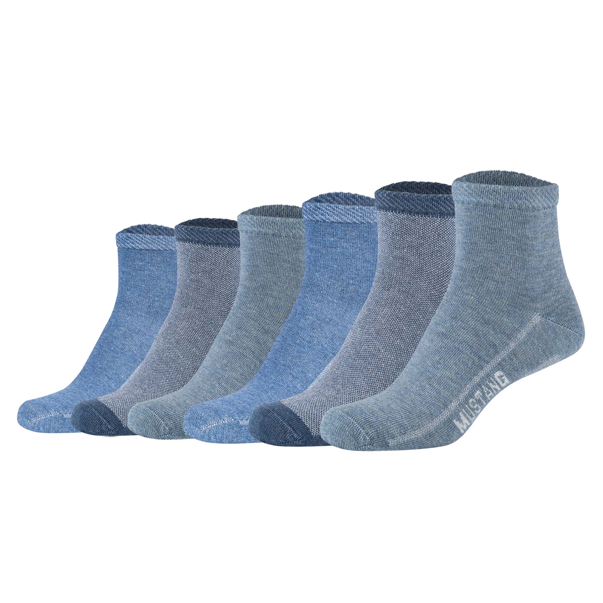 Mustang Damen Quartersocken, 6er Pack - Casual Organic Cotton Quarter, uni